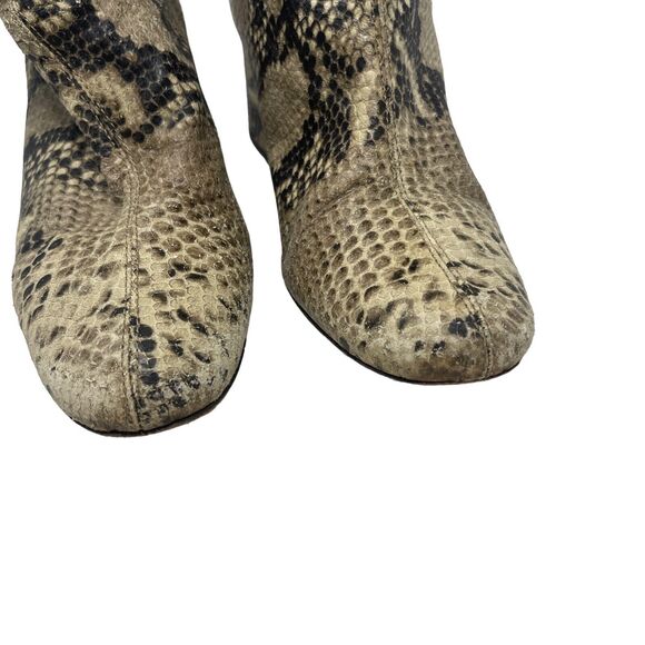 Free People Cecile Snake Leather Block Heel Western Boho Women 37.5 US 7-7.5 - Picture 8 of 9